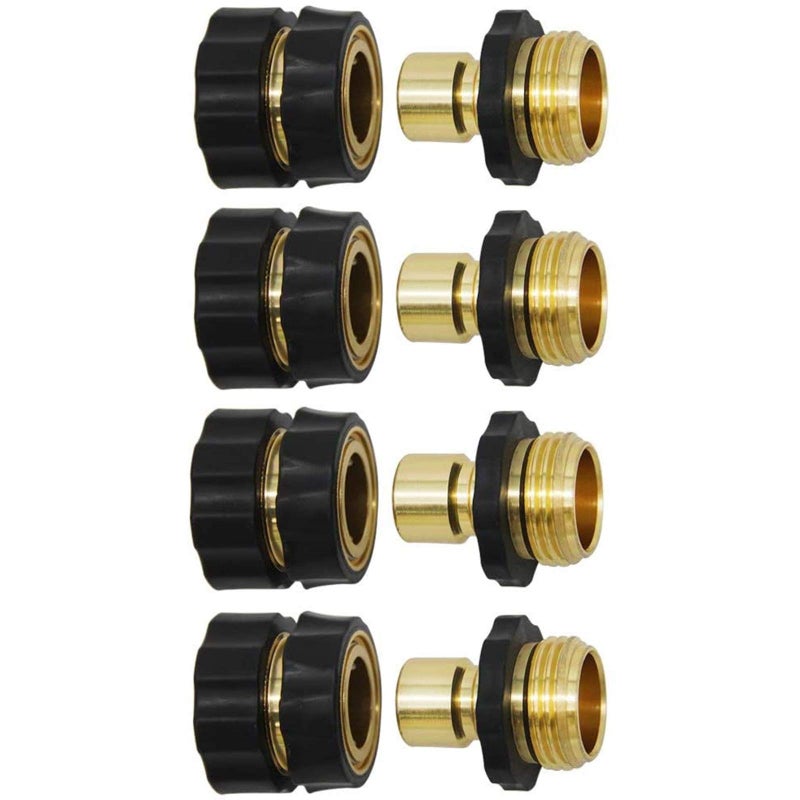 Twinkle Star 3/4 Inch Garden Hose Fitting Quick Connector Male and Female Set, 4 Set, Garden Hose Adapter, Quick Connect Hose Fittings, Garden Hose Connector, Hose Attachment - Image 1